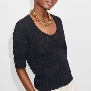 Lace Stitch Knit Evening Tee
Viscose Stretch Knit